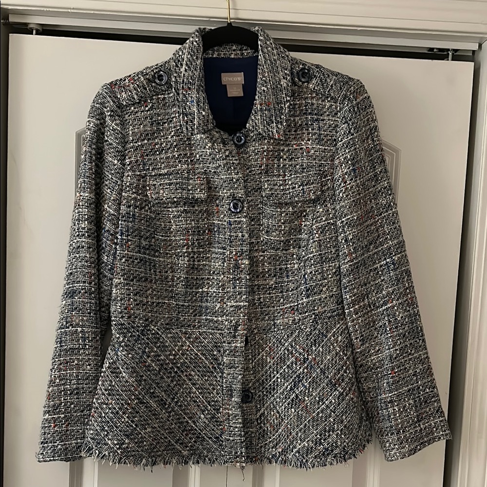 Chico's Tweed Jacket in Blue and Gray